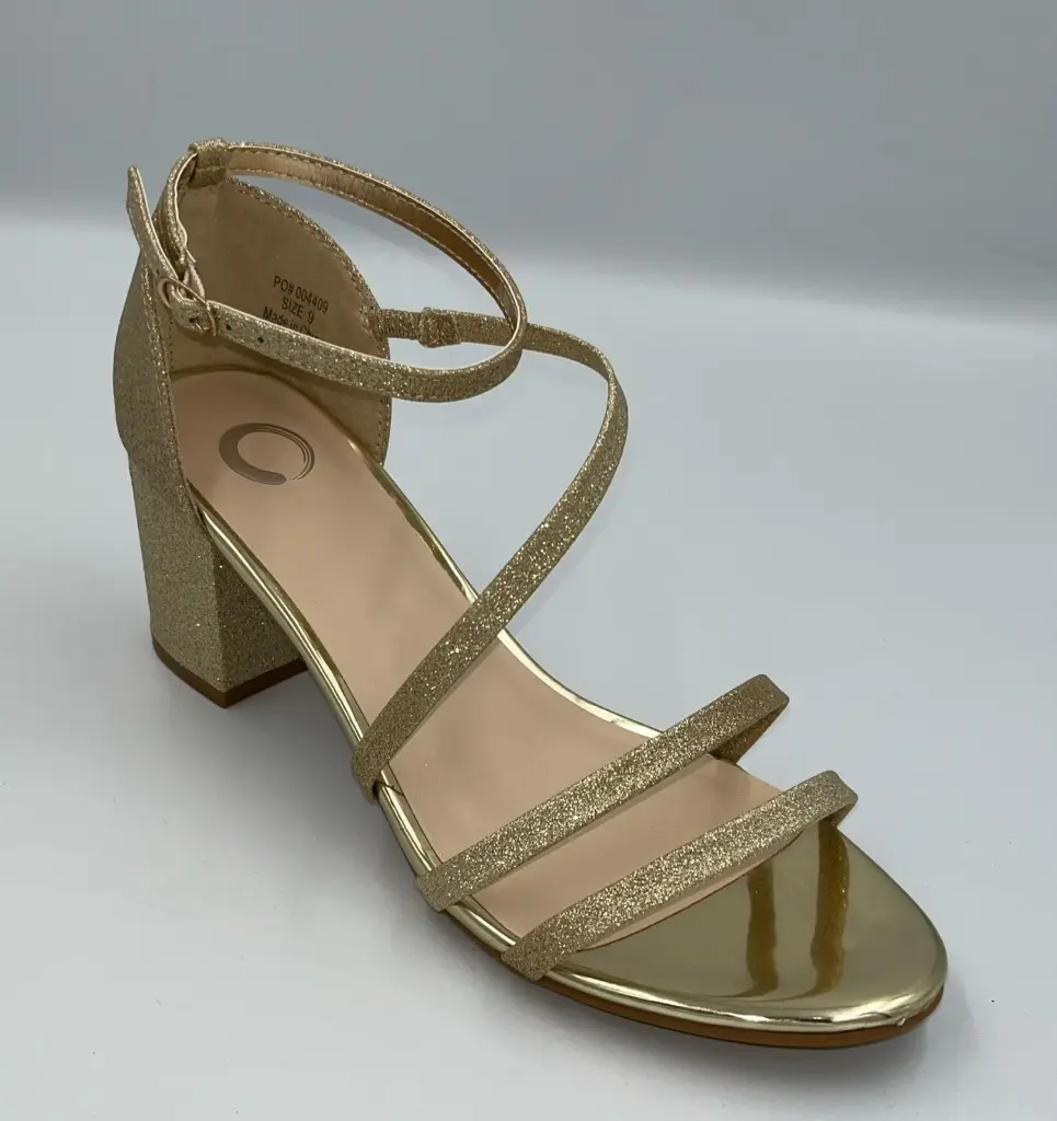 Colección Journee Zapatos De Tacón Cuadrado Con Hebilla Bella Y Punta Abierta Para Mujer - Dorado, Talla 9 Mediana | TRG192803874