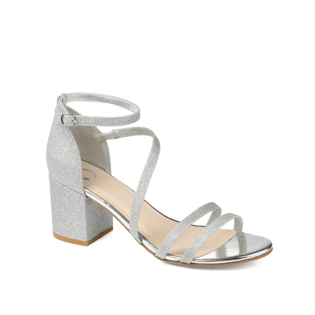 Colección Journee Zapatos De Tacón De Bloque Con Hebilla Bella Y Punta Abierta Para Mujer - Plateados, 8 De Ancho | TRG185052224