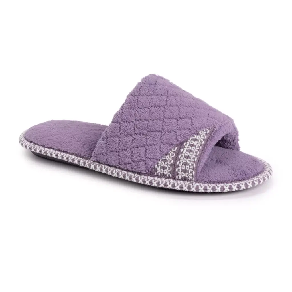 Pantuflas Muk Luks Sally Con Puntera Abierta Para Mujer, Color Lila, Talla M (7-8) | 33977394155 TRG187862705