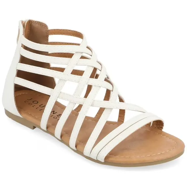 Sandalia Plana Con Tiras Hanni De La Colección Journee Para Mujer, Piel Sintética Blanca, 9 W | TRG192805435
