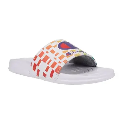 Sandalias Champion Mega Graph Slide Para Niñas Pequeñas Y Grandes - Blanco, Morado, Arcoíris, Talla 7 Mediana | 192297738398 TRG188381329
