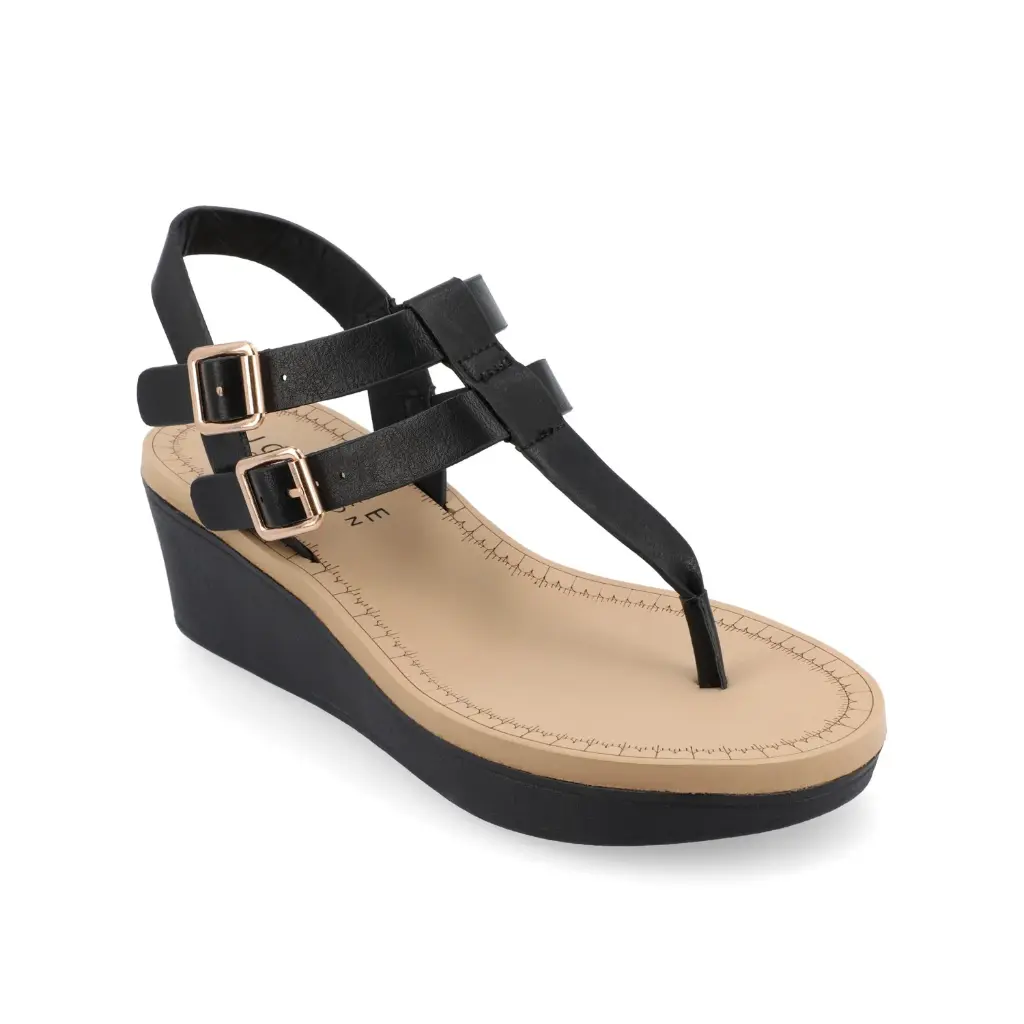 Sandalias De Cuña Bianca Para Mujer De La Colección Journee - Negro 8 1/2 Mediano | 52574611434 TRG188376967