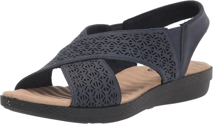 Sandalias De Cuña Claudia Para Mujer De Easy Street - Azul Marino, Talla 8, Extra Anchas | 193073887798 TRG187600871