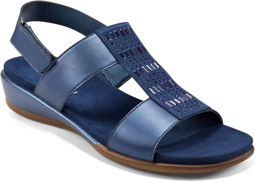Sandalias De Cuña Color Avellana Easy Spirit Para Mujer - Índigo Cobalto, 7 1/2 Ancho | TRG185045484