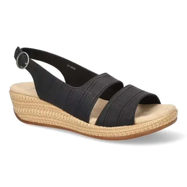Sandalias De Cuña Gannett Para Mujer Easy Street - Negro Cocodrilo 9 Ancho | 196371491308 TRG187799212