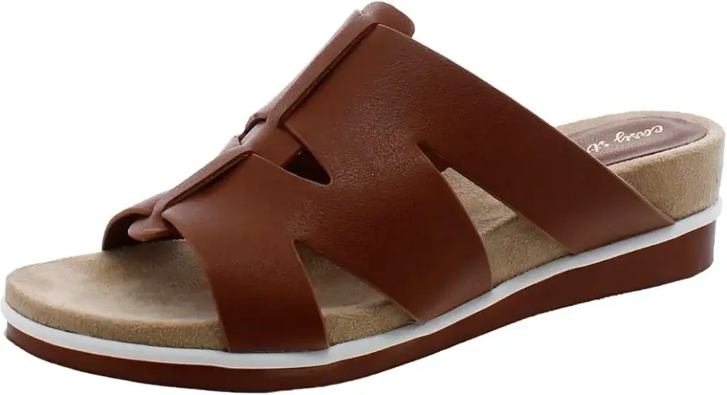 Sandalias De Cuña Mauna Para Mujer De Easy Street - Cognac 9 1/2 Extra Anchas | 196371489275 TRG187799024
