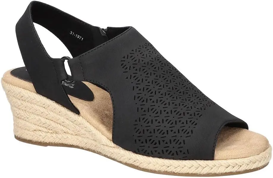 Sandalias De Cuña Serena Para Mujer De Easy Street - Negro 10 Ancho | 196371513604 TRG187603203