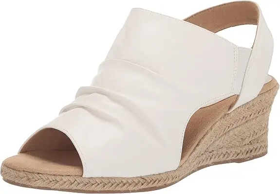 Sandalias De Cuña Teje Para Mujer De Easy Street - Blanco 9 Estrecho | 196371302673 TRG187804196