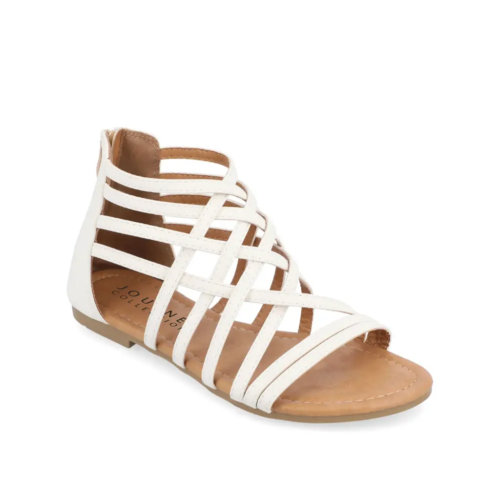 Sandalias De Gladiador Con Tiras Cruzadas Hanni Para Mujer De La Colección Journee, Ancho Ancho - Blanco 10 Ancho | 52574503074 TRG188376992