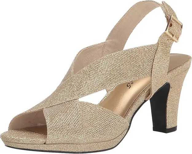 Sandalias De Tacón Christy Para Mujer De Easy Street - Gold Glitter 9 Medium | TRG191574792