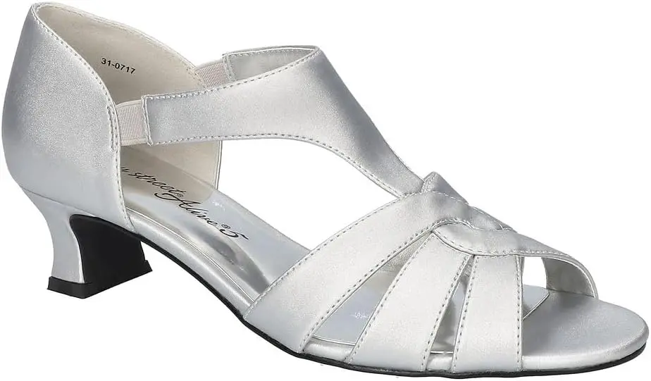 Sandalias De Tacón Essie Para Mujer De Easy Street - Satén Plateado 7 Mediano | 196371451524 TRG187861474
