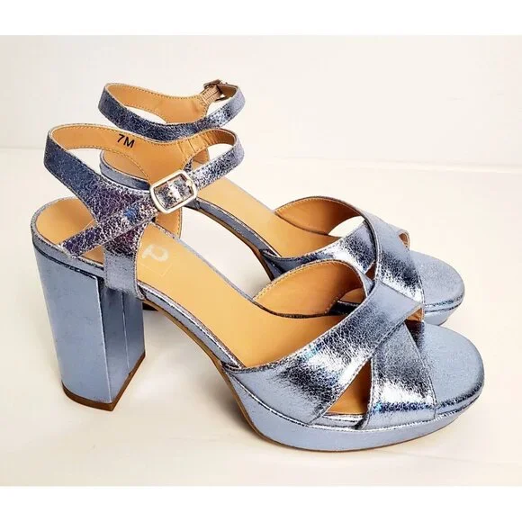 Sandalias De Tacón Pop Para Mujer Delighted - Azul Metalizado, Talla 6 1/2 Medianas | 885044285725 TRG187797234
