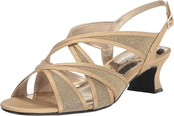 Sandalias De Tacón Tristen Para Mujer Easy Street - Satén Dorado Oro 9 1/2 Ancho | TRG192805571