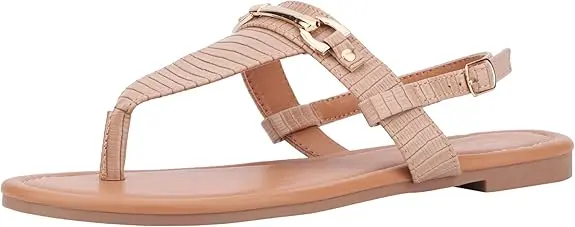 Sandalias Planas Angelica De New York & Company Para Mujer - Lagarto Nude 9 Mediano | TRG191655148