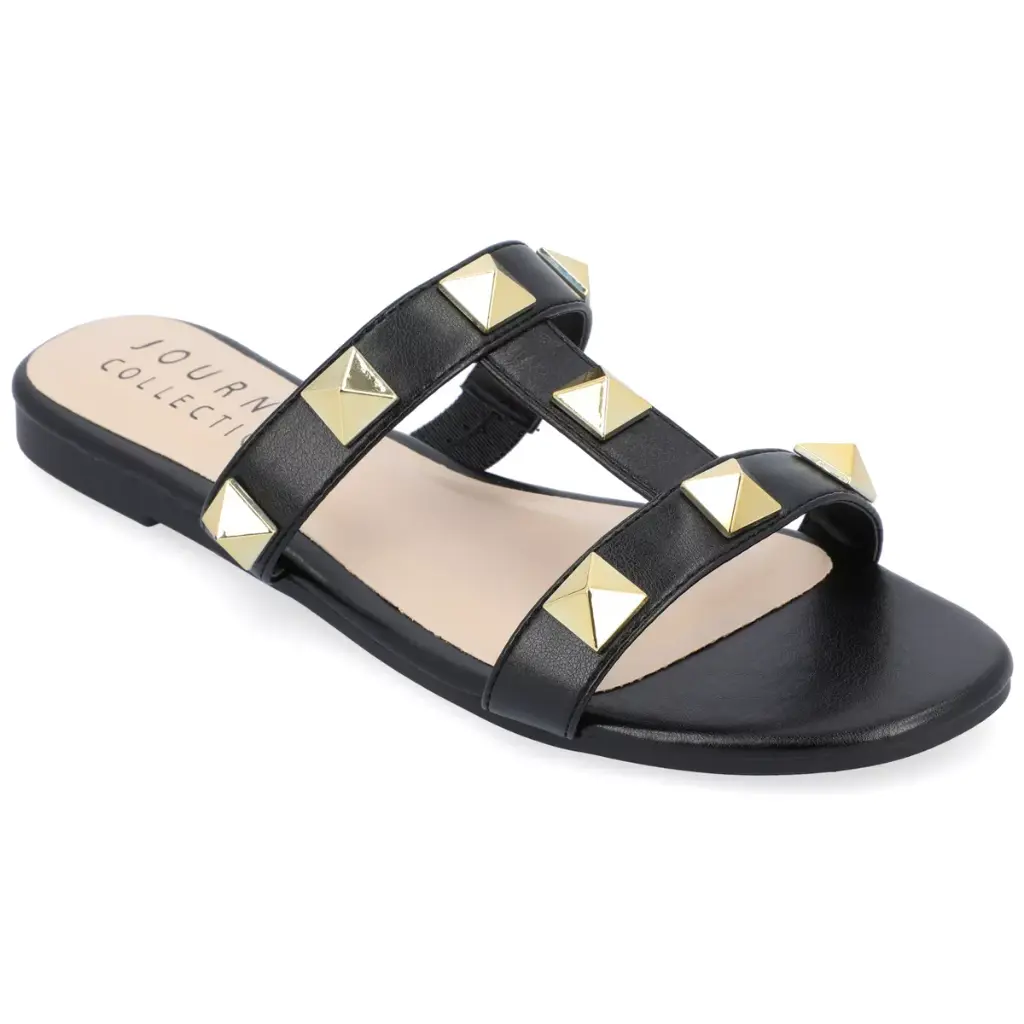 Sandalias Planas Con Tira En T Kendall Para Mujer De Journee Collection - Negro 12 Mediano | 194593952980 TRG188381752