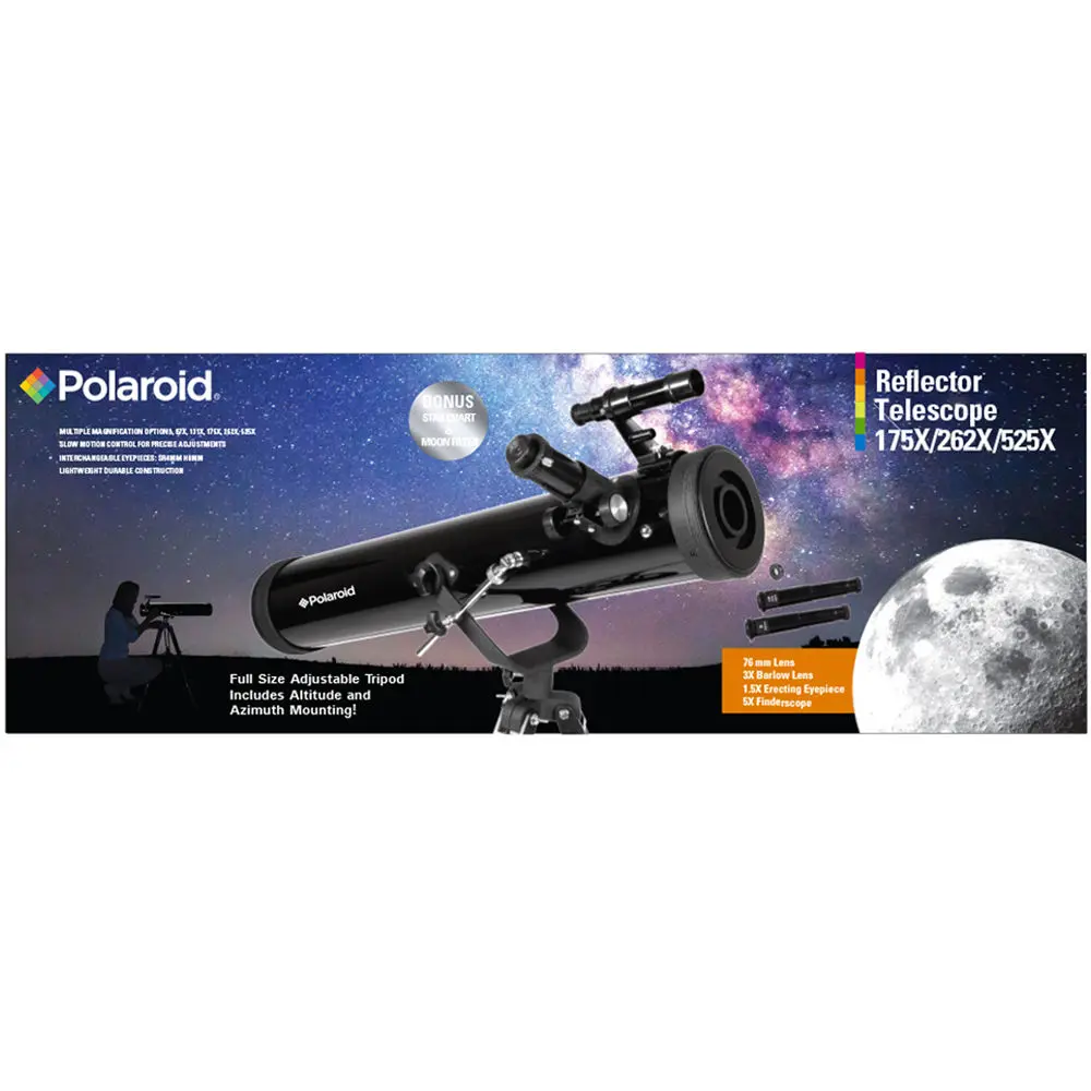 Telescopio Refractor Polaroid 168X/525X Negro | 681066425091 TRG181160429