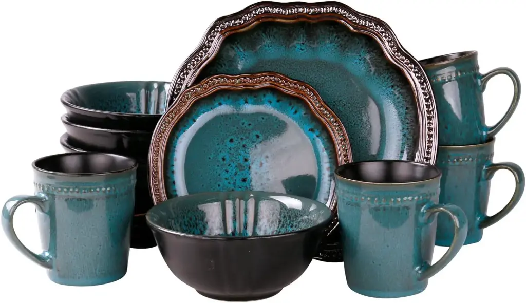 Vajilla De Cerámica Elama Mystic Waves De 16 Piezas - Azul | 850000543393 TRG189739893
