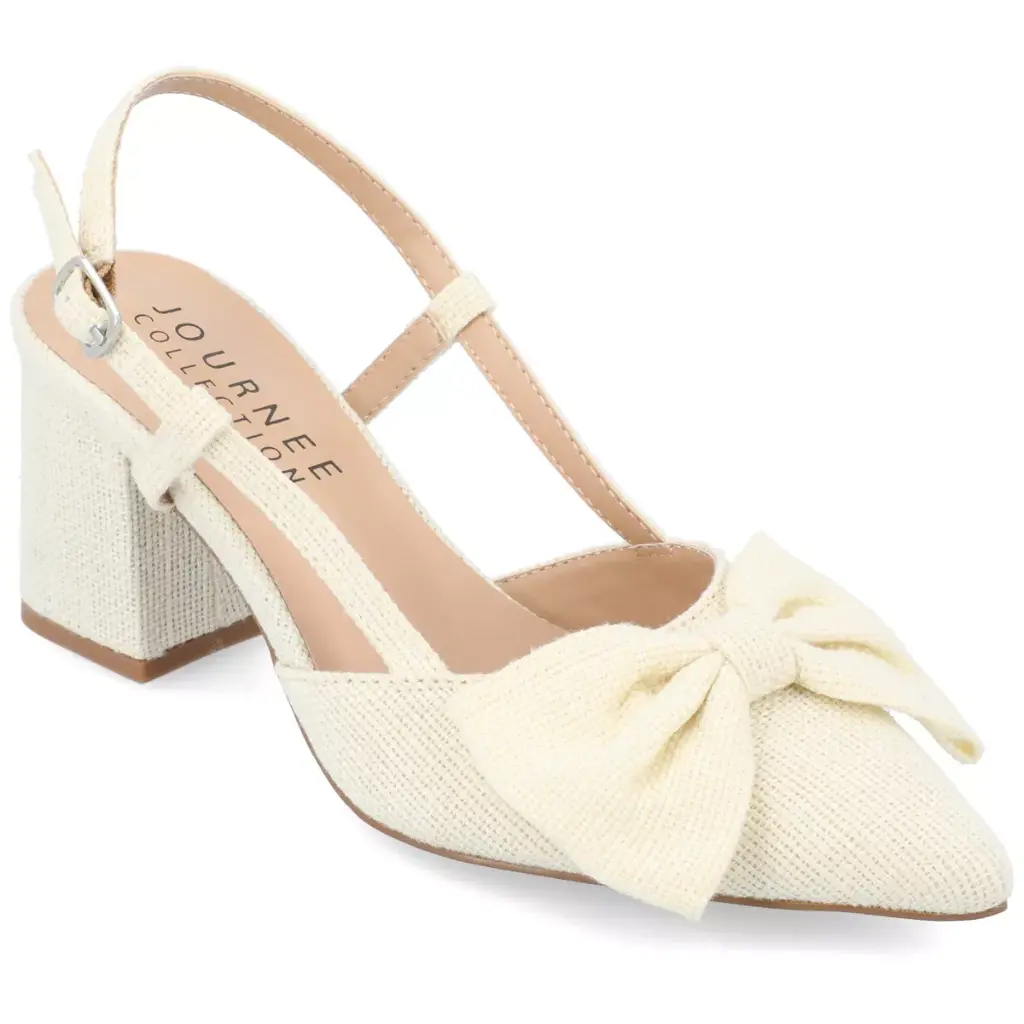 Zapatos De Salón Con Tacón De Bloque Y Punta Puntiaguda Tailynn De Journee Collection Para Mujer - Crema, 38,5 Cm (Talla Mediana) | TRG185045003