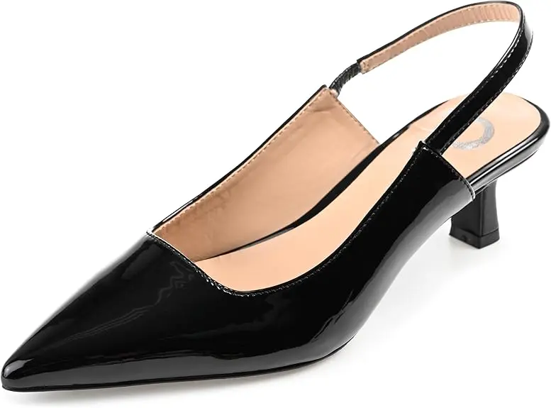 Zapatos De Salón Paulina-Wd De Journee Collection Para Mujer, Con Punta Puntiaguda Y Tacón Bajo, Ancho Ancho - Negro Charol, 6 De Ancho | 194593683471 TRG187862620