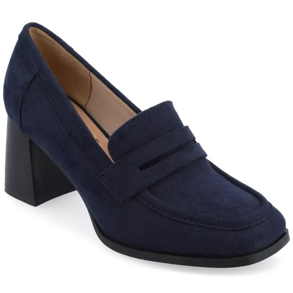 Zapatos De Tacón Apilado Malleah Para Mujer De La Colección Journee - Azul Marino 8 Ancho | 194379776410 TRG187862690