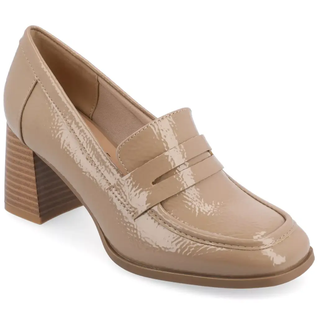 Zapatos De Tacón Apilado Malleah Para Mujer De La Colección Journee - Charol Taupe 9 Medium | TRG185052509