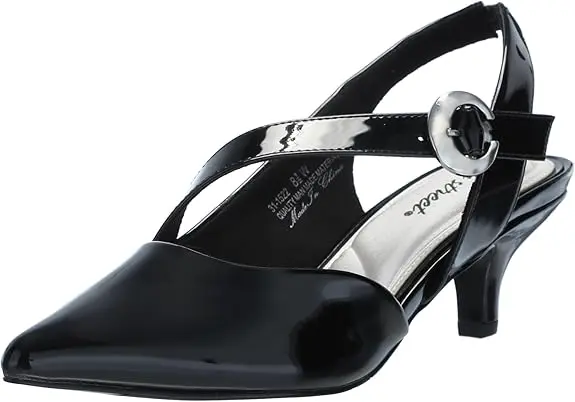Zapatos De Tacón Bajo Con Punta Puntiaguda Sarita Para Mujer De Easy Street - Charol Negro 8 Mediano | 196371473908 TRG187862916