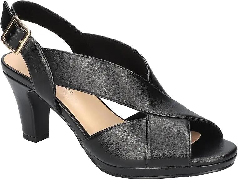 Zapatos De Tacón Cuadrado Con Punta Abierta Christy De Easy Street Para Mujer - Negro 8 Mediano | 196371413195 TRG187600936