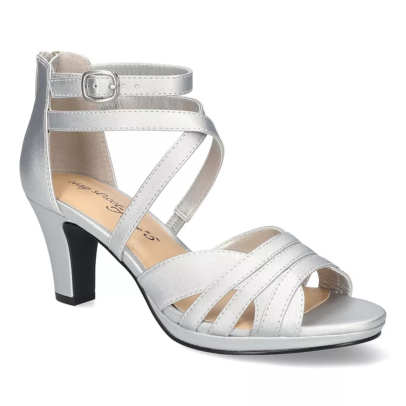 Zapatos De Tacón De Aguja Con Punta Puntiaguda Crissa Para Mujer De Easy Street - Satén Plateado 9 Mediano | 196371362660