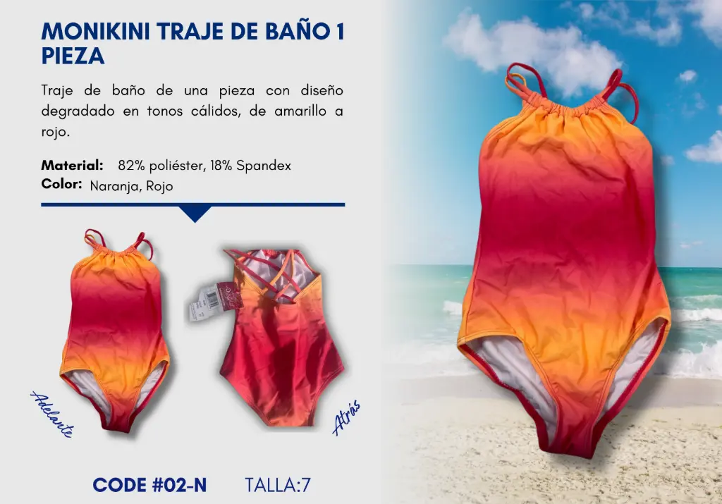Traje de Baño Para Niña 7Y Kids Swim N-02