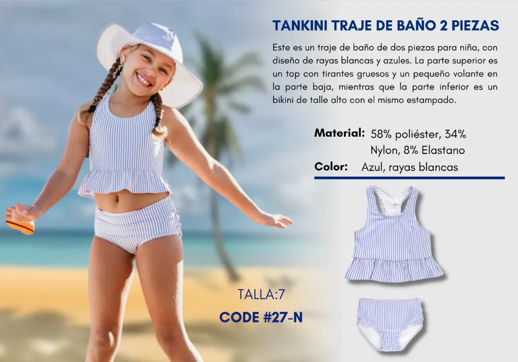 Traje de Baño Para Niña 7Y Kids Swim N-27