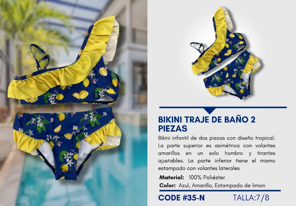 Traje de Baño Para Niña 7/8Y Kids Swim N-35