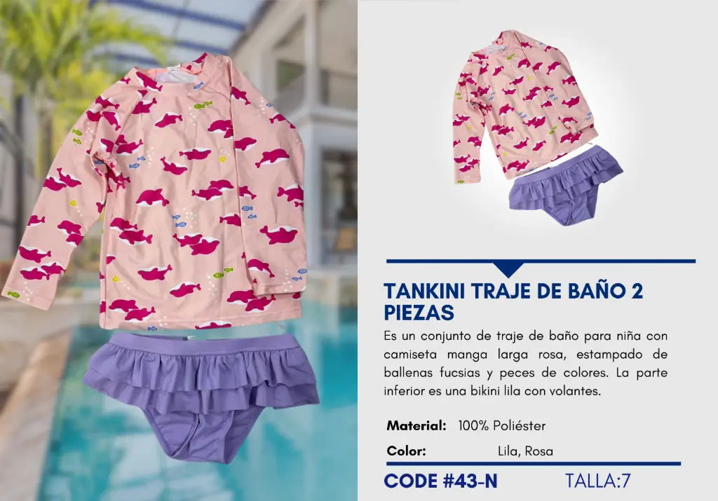 Traje de Baño Para Niña 7Y Kids Swim N-43