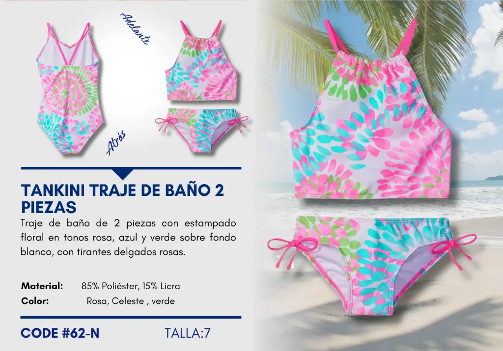 Traje de Baño Para Niña 7Y Kids Swim N-62