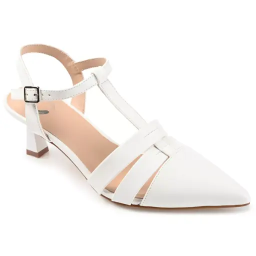[Journee Collection Womens Jazlynn-Wd Pointed Toe Kitten Heel Pumps Wide Width - WHITE 8 WIDE] Colección Journee Jazlynn-Wd - Zapatos De Tacón Alto Con Punta Puntiaguda Para Mujer - Blanco (8 De Ancho) | 194593666276 TRG188552131