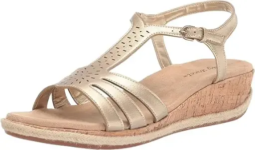 [Easy Street Womens Dorinda Wedge Sandals - GOLD 7 1/2 MEDIUM] Sandalias De Cuña Dorinda Para Mujer De Easy Street - Dorado 7 1/2 Mediano | 193073998234 TRG187602728