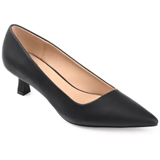 [Journee Collection Womens Celica Pointed Toe Kitten Heel Pumps - BLACK 9 WIDE] Zapatos De Tacón Bajo Con Punta Puntiaguda Celica Para Mujer De Journee Collection - Negro 9 Ancho | 194593656031 TRG187804099