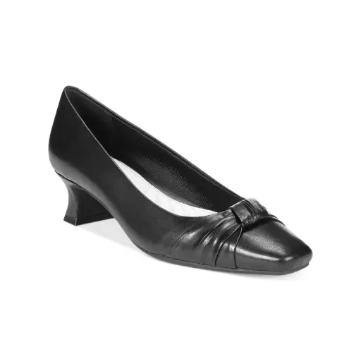 [Easy Street Womens Waive Kitten Heel Pumps - BLACK PATENT 10 EXTRA WIDE] Zapatos De Tacón Bajo Para Mujer Easy Street Waive - Charol Negro 10 Extra Anchos | 885660700695 TRG188401915